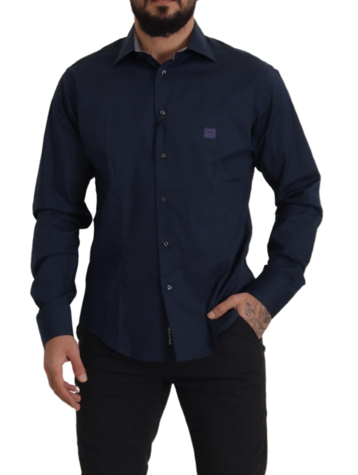 Roberto Cavalli Navy Elegance cotton shirt