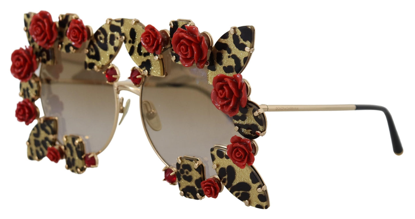 Dolce &amp; Gabbana Elegant round sunglasses with rose decoration