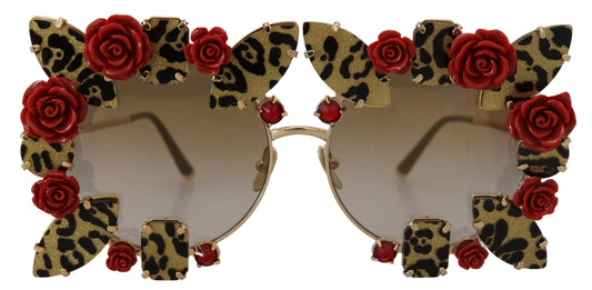 Dolce &amp; Gabbana Elegant round sunglasses with rose decoration