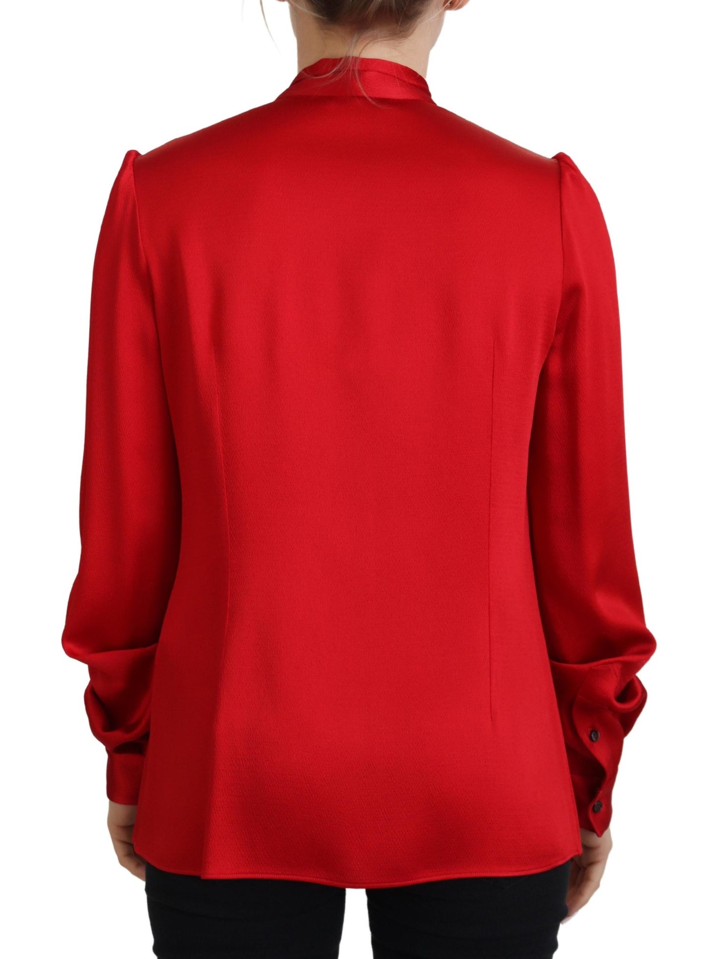 Dolce &amp; Gabbana Elegant red blouse with Ascot collar