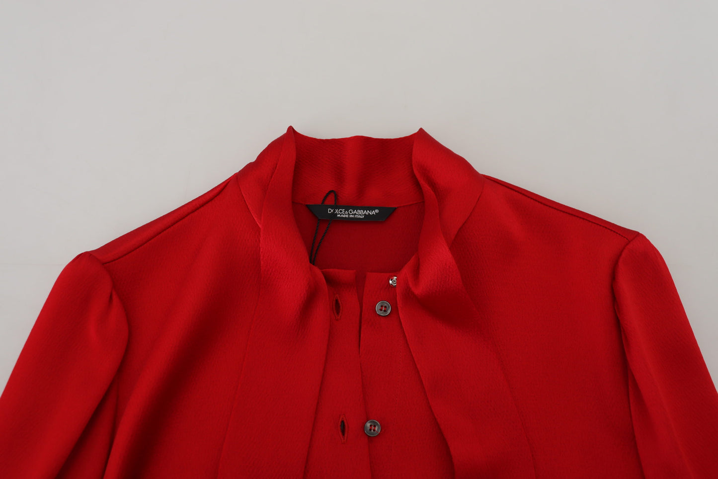 Dolce &amp; Gabbana Elegant red blouse with Ascot collar