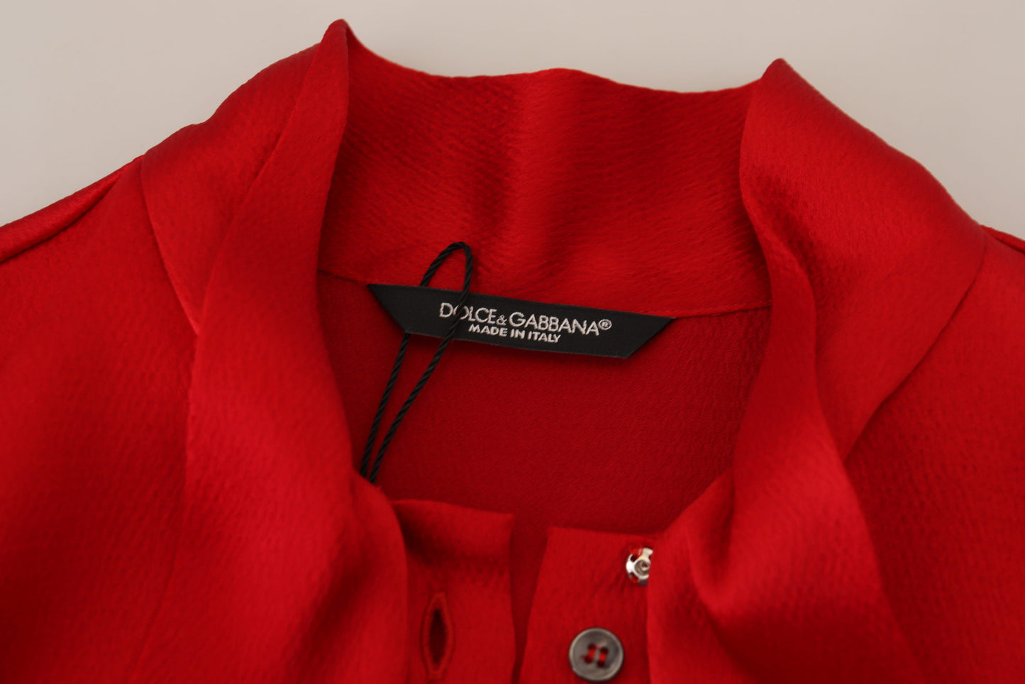 Dolce &amp; Gabbana Elegant red blouse with Ascot collar