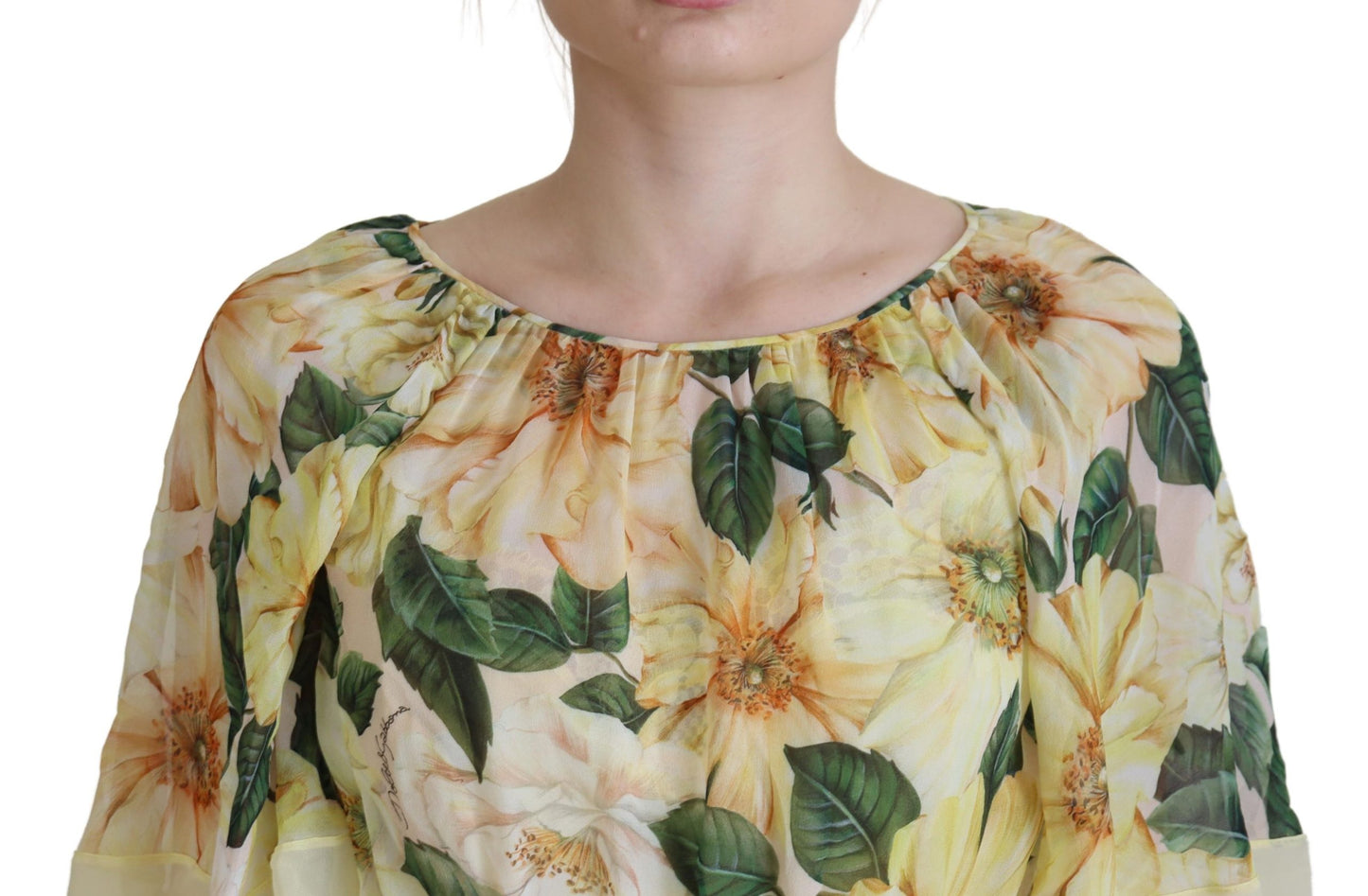 Dolce & Gabbana Florales Maxikleid aus Seide mit Falten