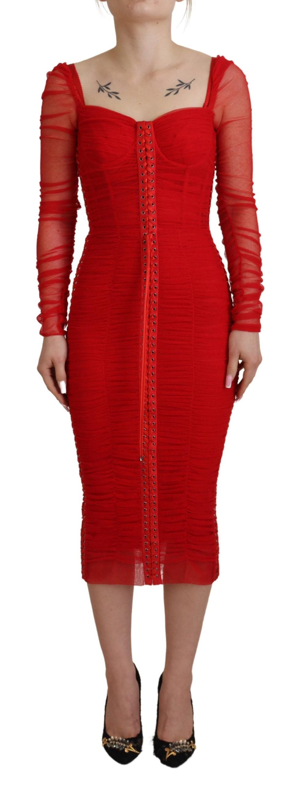 Dolce & Gabbana Elegantes rotes Bodycon Etuikleid