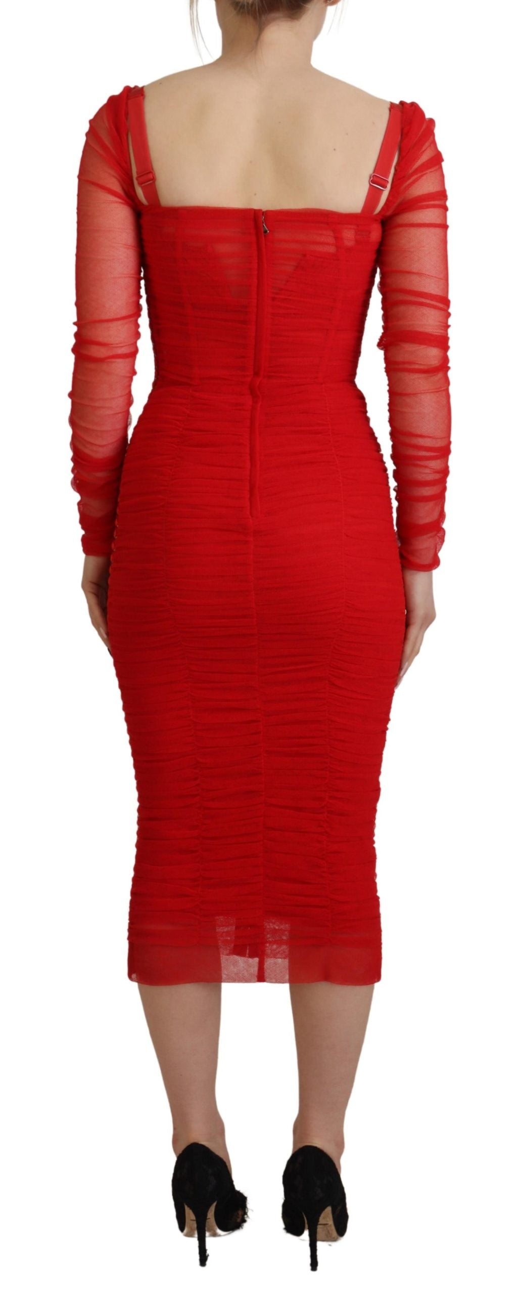 Dolce & Gabbana Elegantes rotes Bodycon Etuikleid