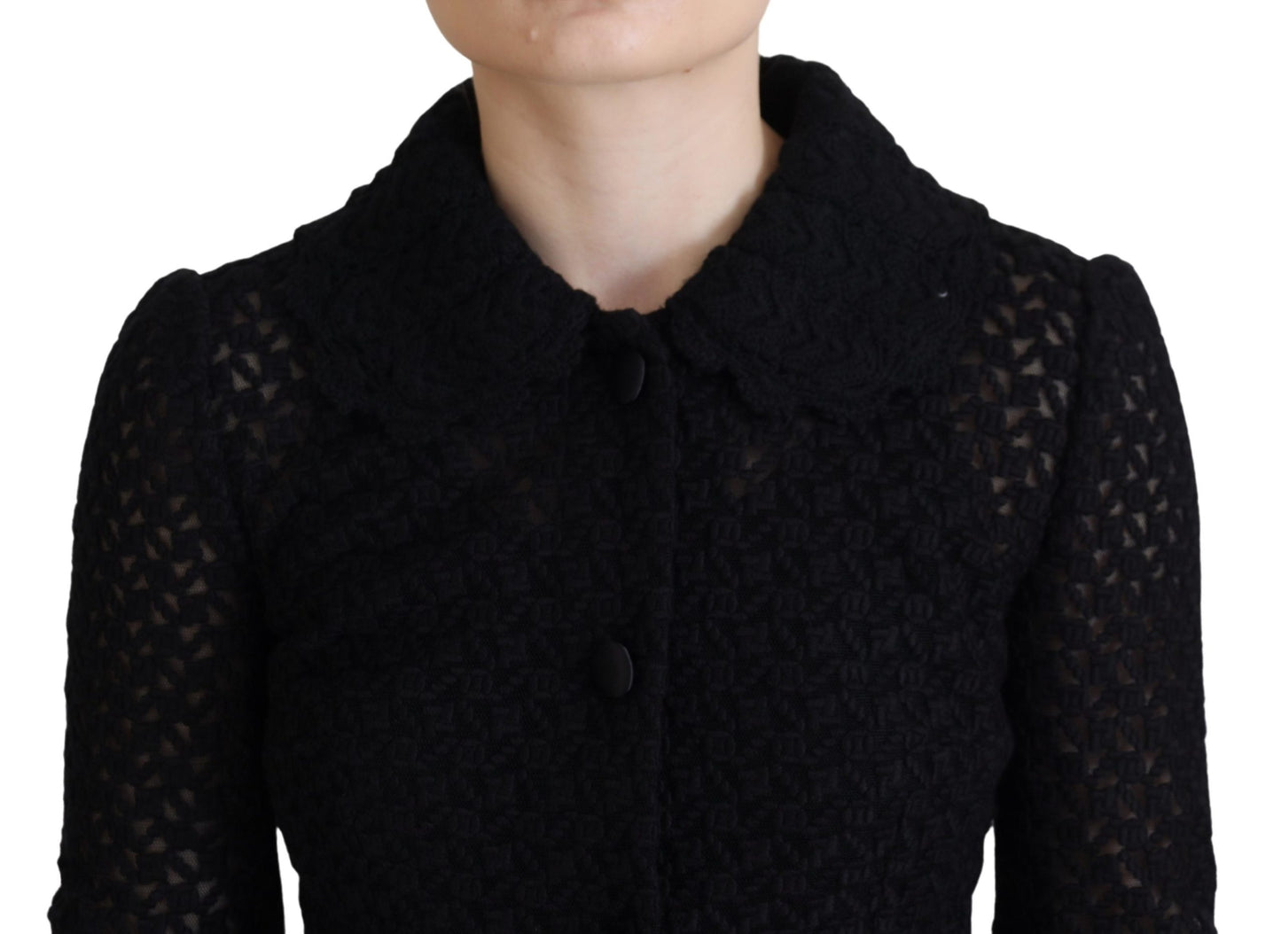 Dolce &amp; Gabbana Elegant Black Wool Blend Button Down Jacket