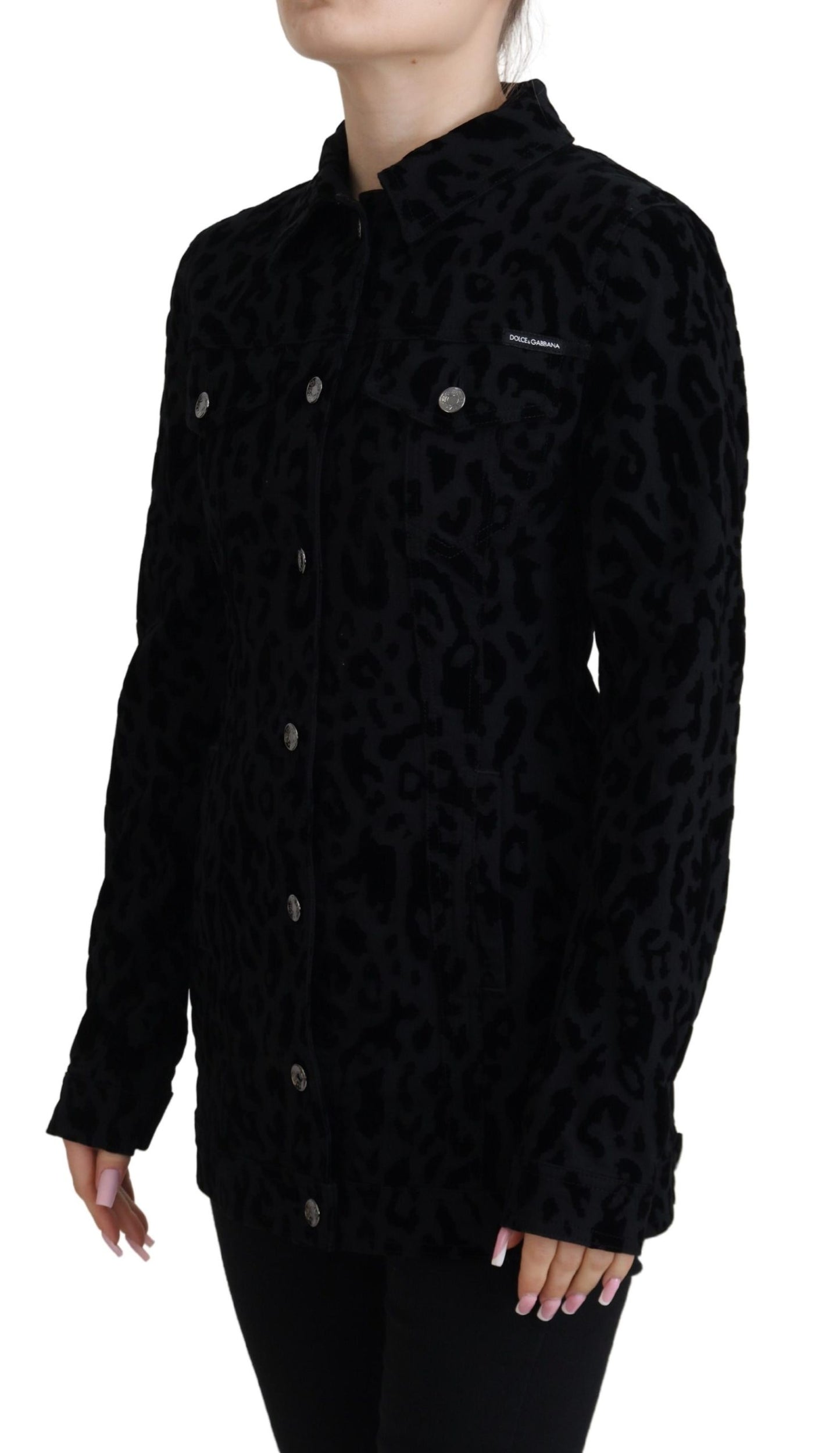 Dolce &amp; Gabbana Chic denim jacket with leopard print