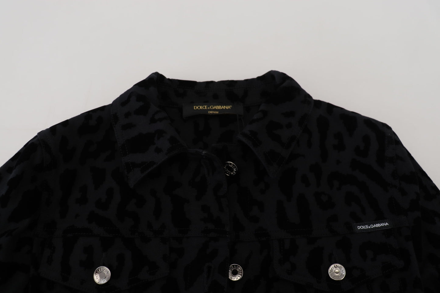 Dolce &amp; Gabbana Chic denim jacket with leopard print