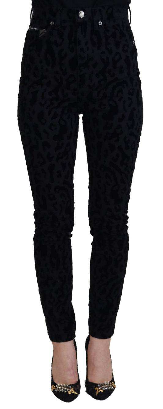 Dolce &amp; Gabbana Chic Leopard Print Denim Elegance