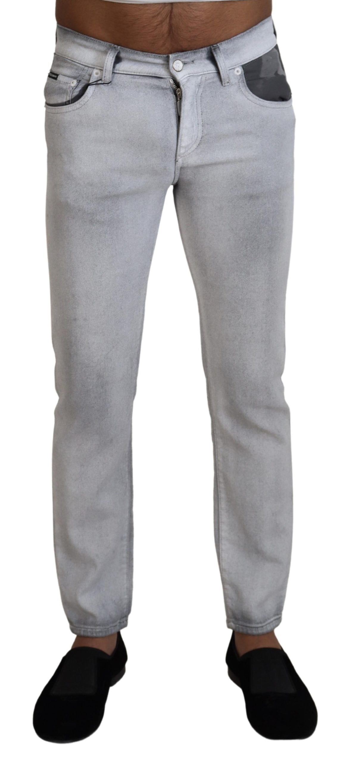 Dolce &amp; Gabbana Elegant grey trousers in washed cotton blend