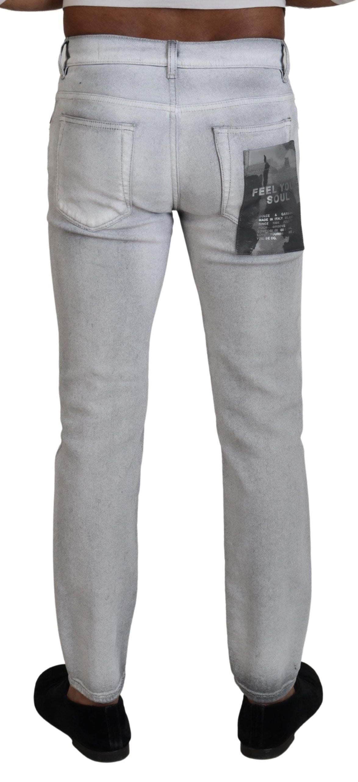 Dolce &amp; Gabbana Elegant grey trousers in washed cotton blend