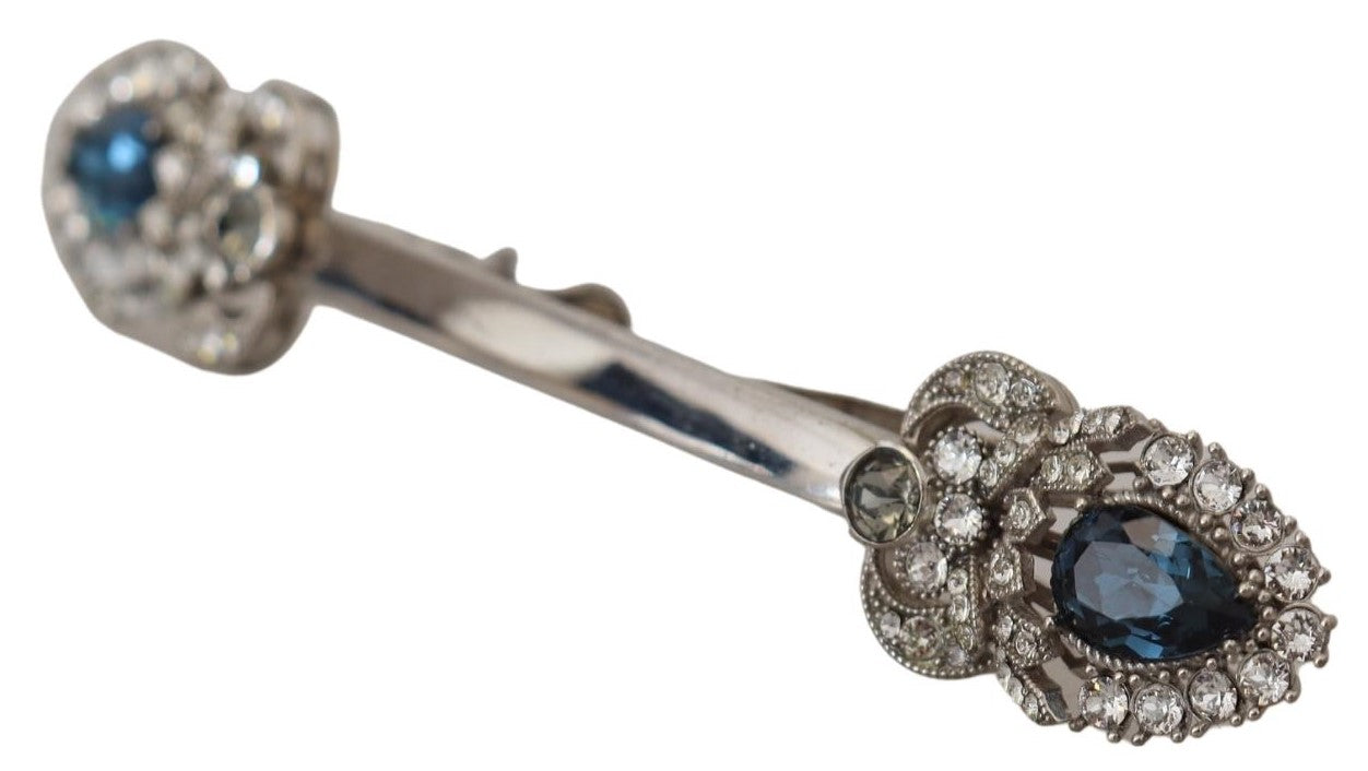 Dolce &amp; Gabbana Elegant Sterling Silver Glass Brooch