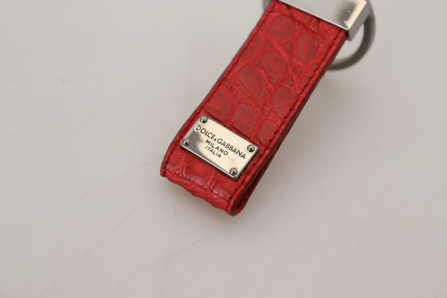 Dolce &amp; Gabbana Chic Red Leather Keychain &amp; Charm Accessory