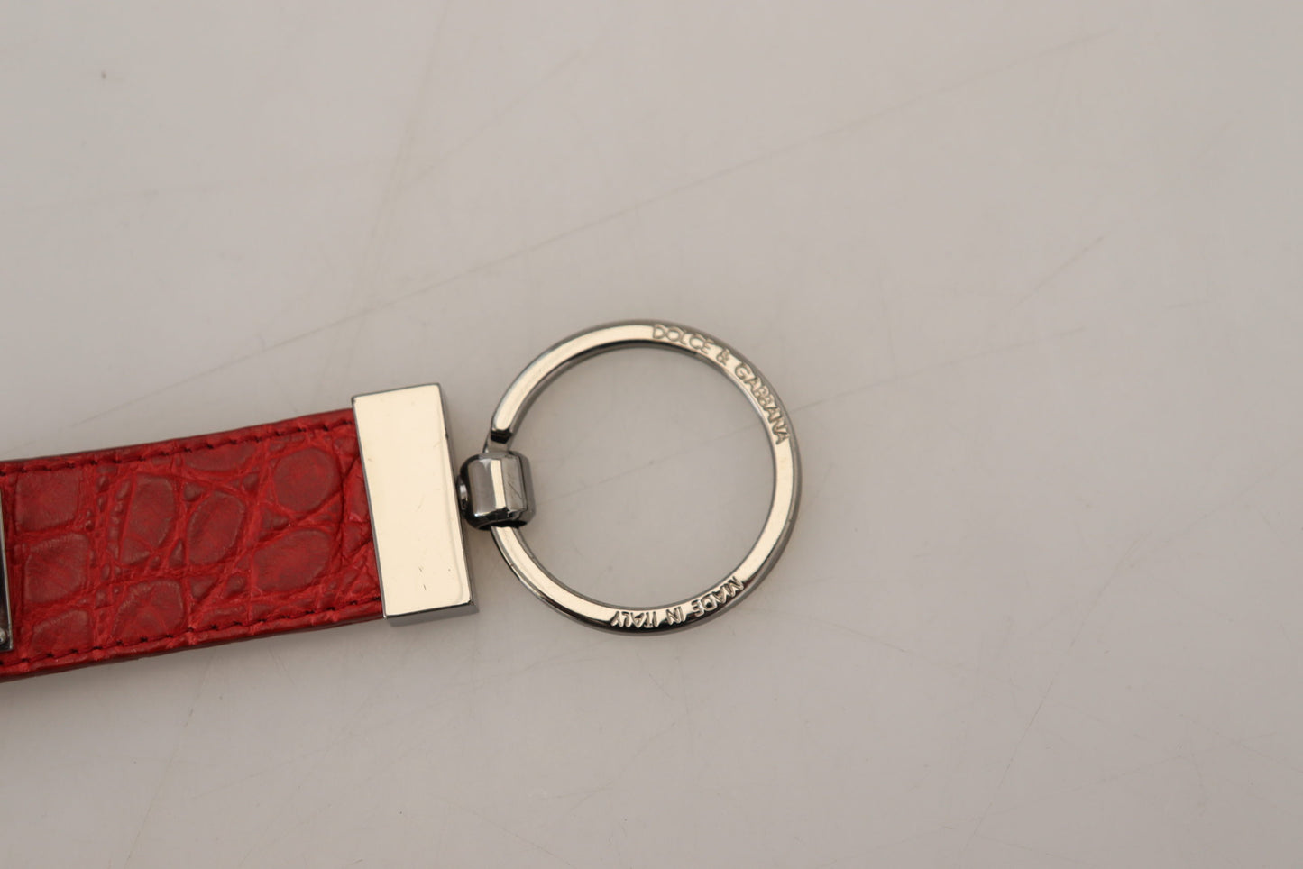 Dolce &amp; Gabbana Chic Red Leather Keychain &amp; Charm Accessory