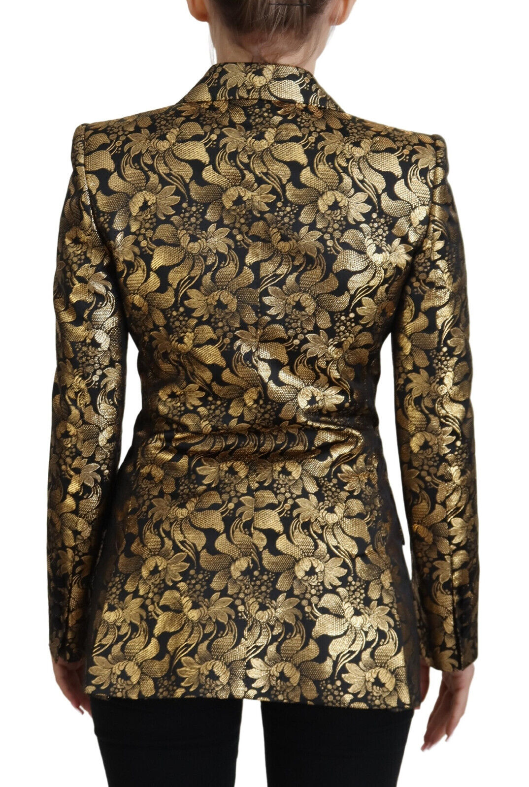 Dolce &amp; Gabbana Elegant black and gold jacket with floral pattern