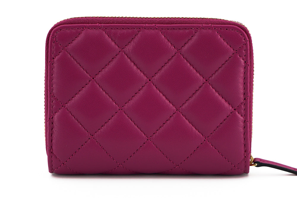 Versace Elegant wallet in purple quilted leather