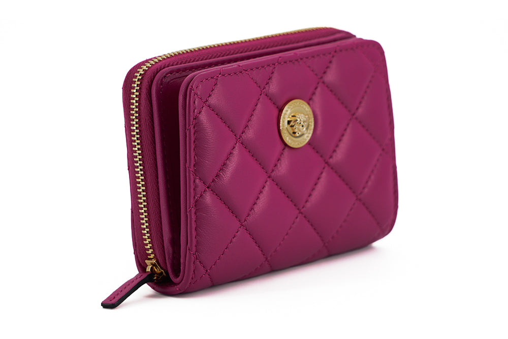 Versace Elegant wallet in purple quilted leather