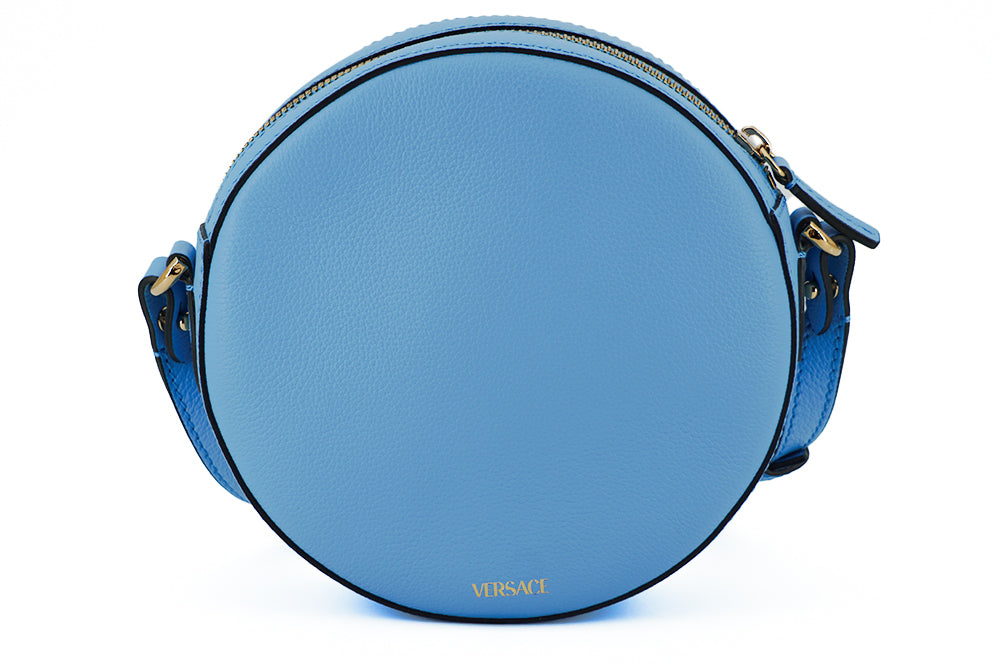 Versace Chic round shoulder bag in blue leather