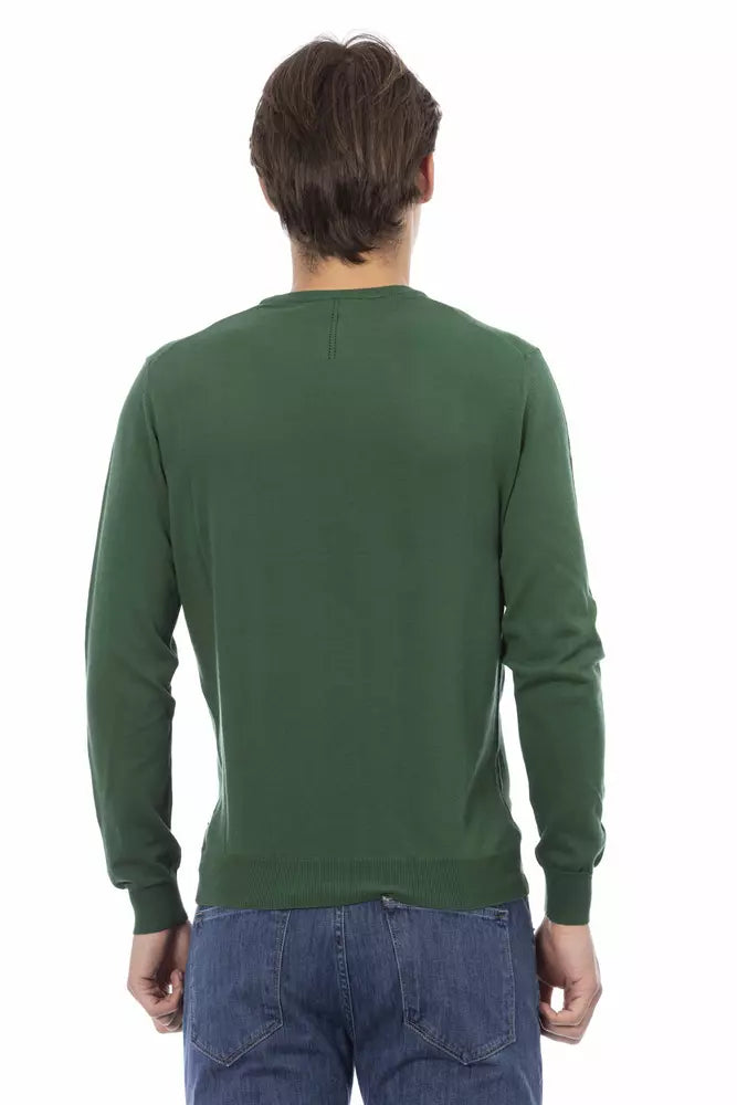 Baldinini Trend Green Cotton Sweater for Men