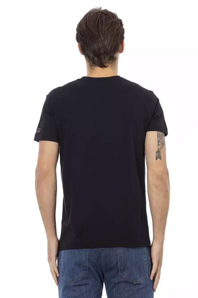 Trussardi Action Schwarzes Baumwolle Männer V-Ausschnitt T-Shirt