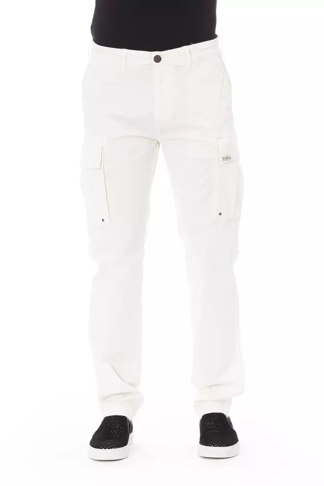 Baldinini Trend White Cotton Men Cargo Pants