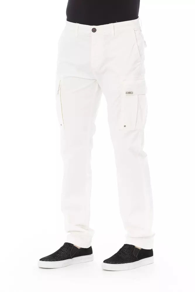 Baldinini Trend White Cotton Men Cargo Pants