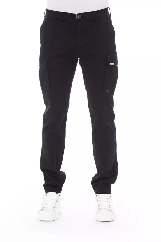 Baldinini Trend Smooth Black Cargo Pants - Stretch Cotton Blend