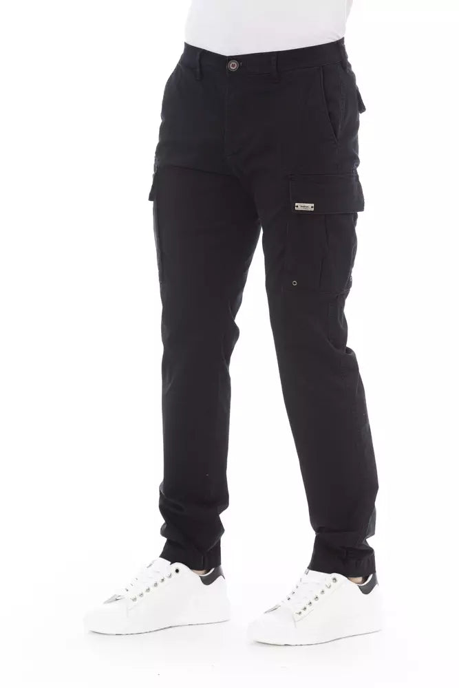 Baldinini Trend Smooth Black Cargo Pants - Stretch Cotton Blend