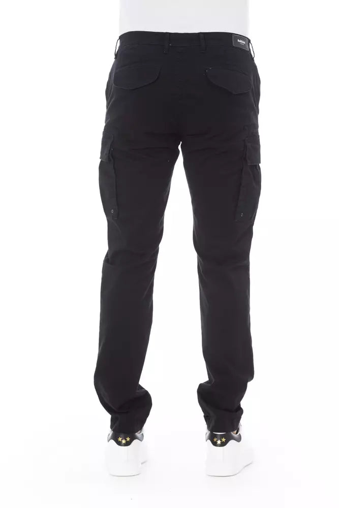 Baldinini Trend Smooth Black Cargo Pants - Stretch Cotton Blend