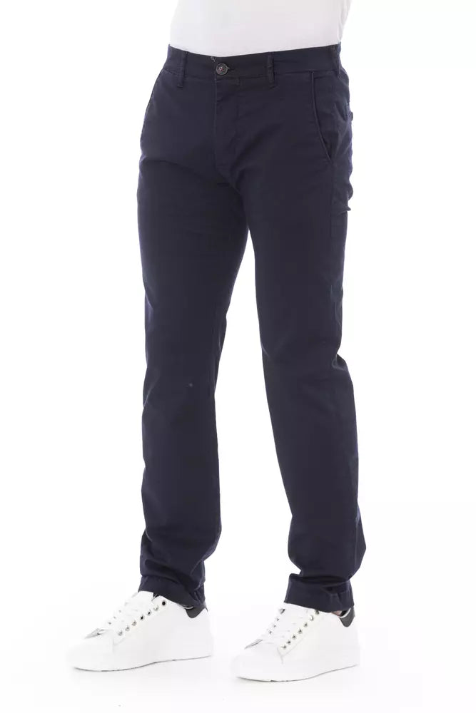 Baldinini Trend Blue Cotton Chino Pants for Men