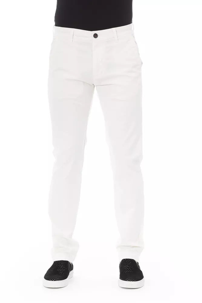 Baldinini Trend White Cotton Chino Pants for Men