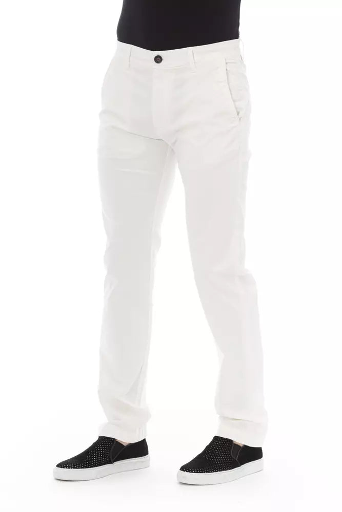 Baldinini Trend White Cotton Chino Pants for Men