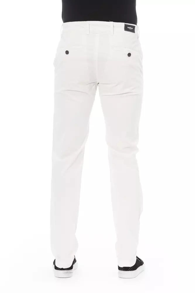 Baldinini Trend White Cotton Chino Pants for Men