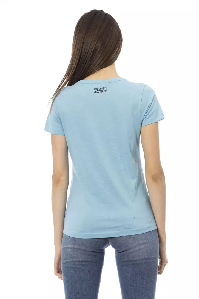 Trussardi Action Light Blue Cotton Top for Women