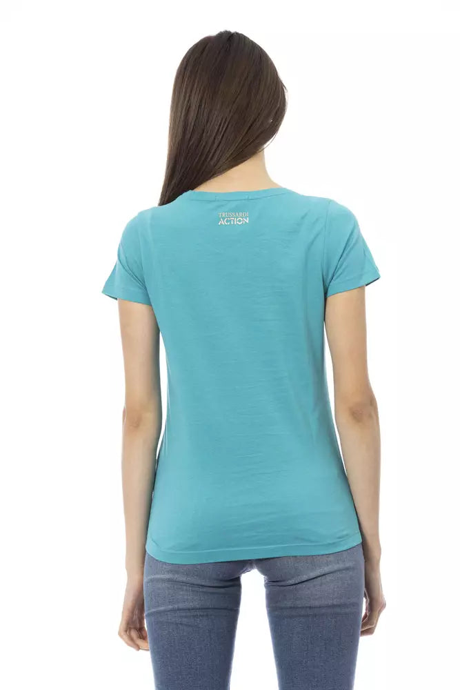 Trussardi Action Light Blue Cotton Top for Women