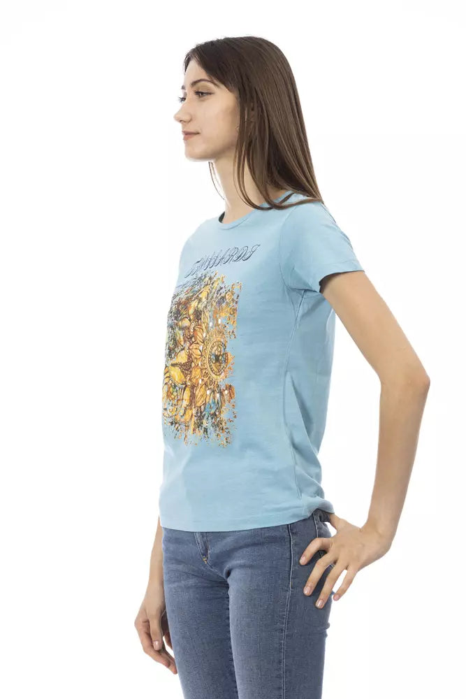 Trussardi Action Light Blue Cotton Top for Women