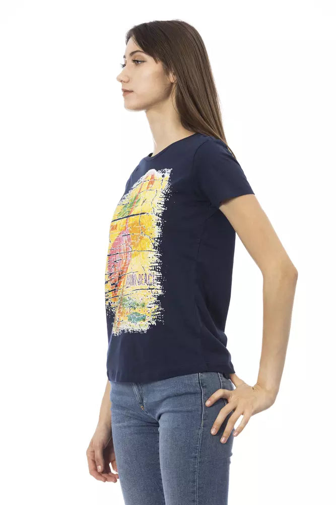 Trussardi Action T-Shirt aus blauer Baumwolle für Frauen