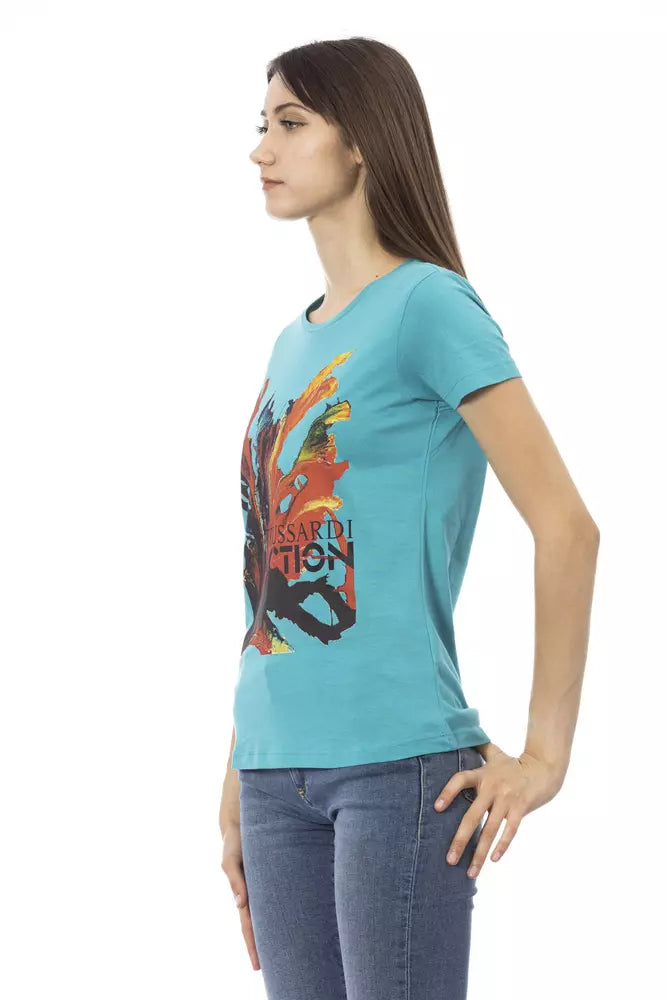 Trussardi Action Light Blue Cotton Top for Women