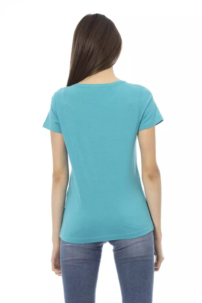 Trussardi Action Light Blue Cotton Top for Women