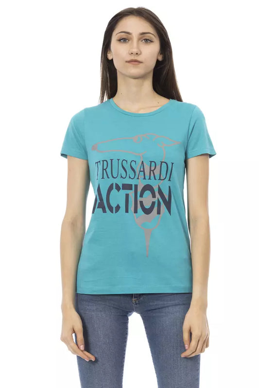 Trussardi Action Light Blue Cotton Top for Women