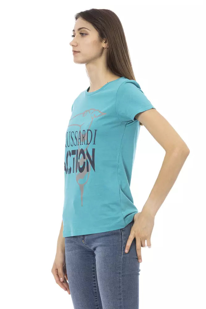 Trussardi Action Light Blue Cotton Top for Women