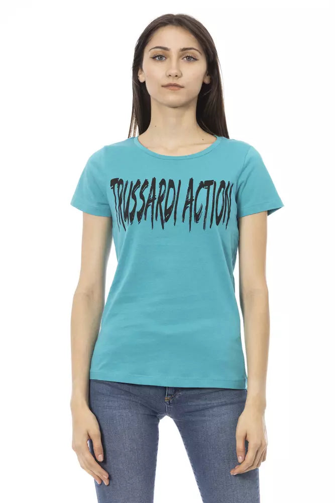 Trussardi Action Light Blue Cotton Top for Women