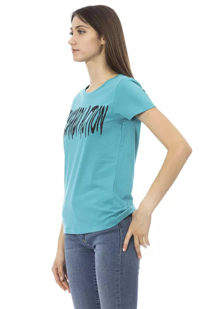 Trussardi Action Light Blue Cotton Top for Women