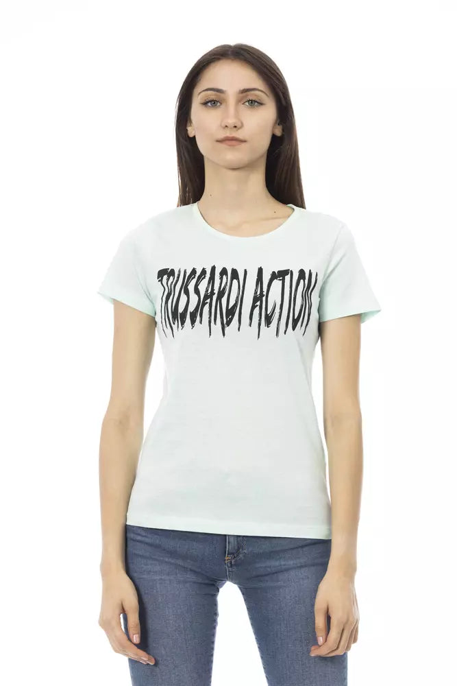 Trussardi Action Light Blue Cotton Top for Women