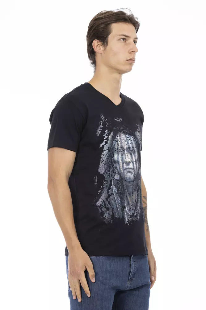 Trussardi Action Schwarzes Baumwoll-T-Shirt für Männer