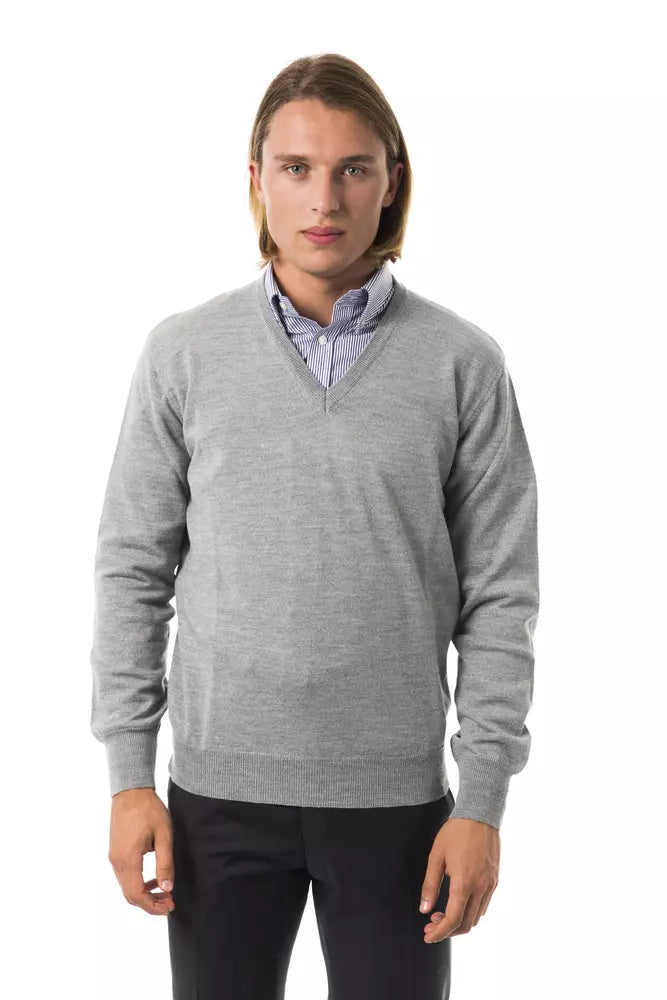 Uominitaliani Grey Wool Sweater for Men