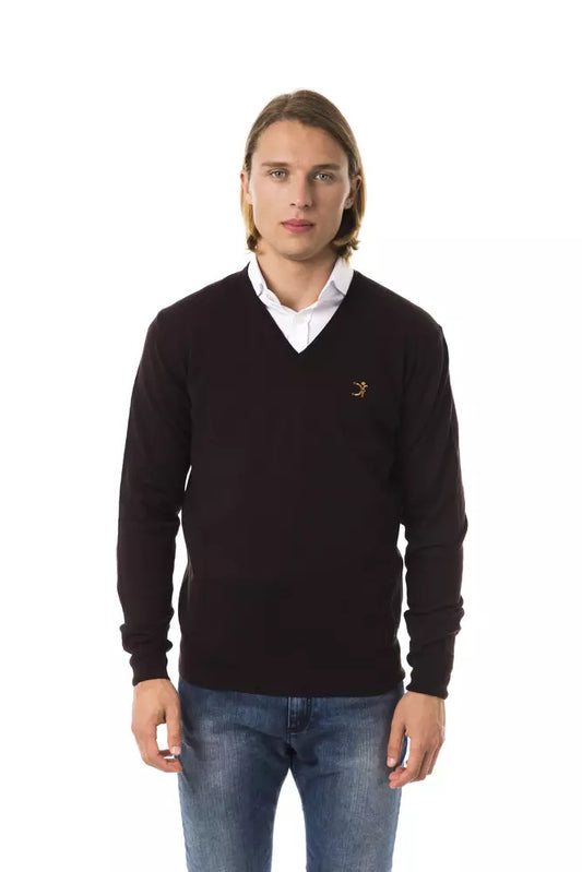 Uominitaliani Brown Merino Wool Sweater for Men