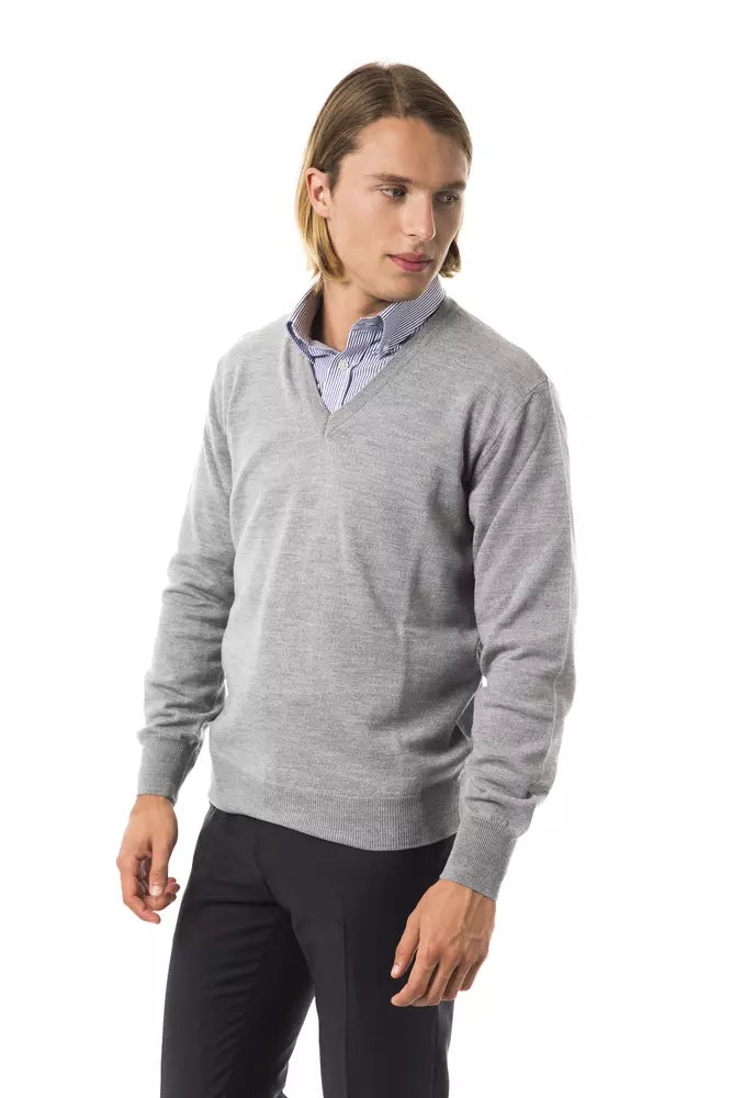 Uominitaliani Grey Wool Sweater for Men