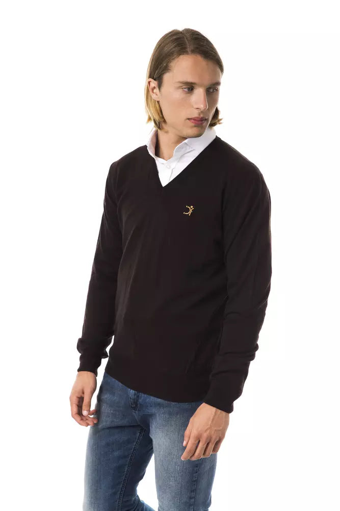 Uominitaliani Brown Merino Wool Sweater for Men