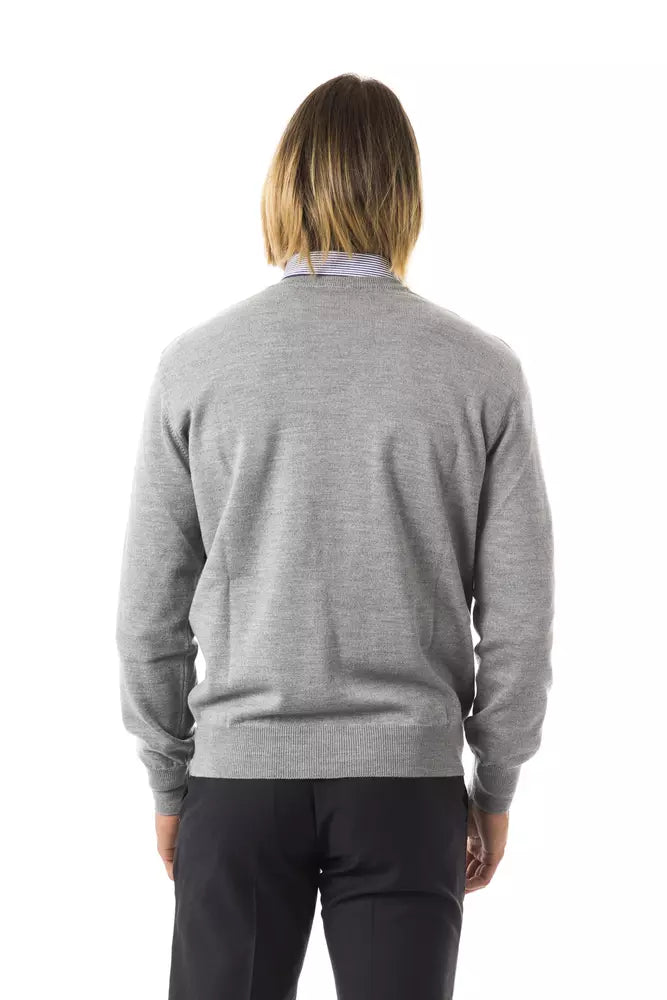 Uominitaliani Grey Wool Sweater for Men